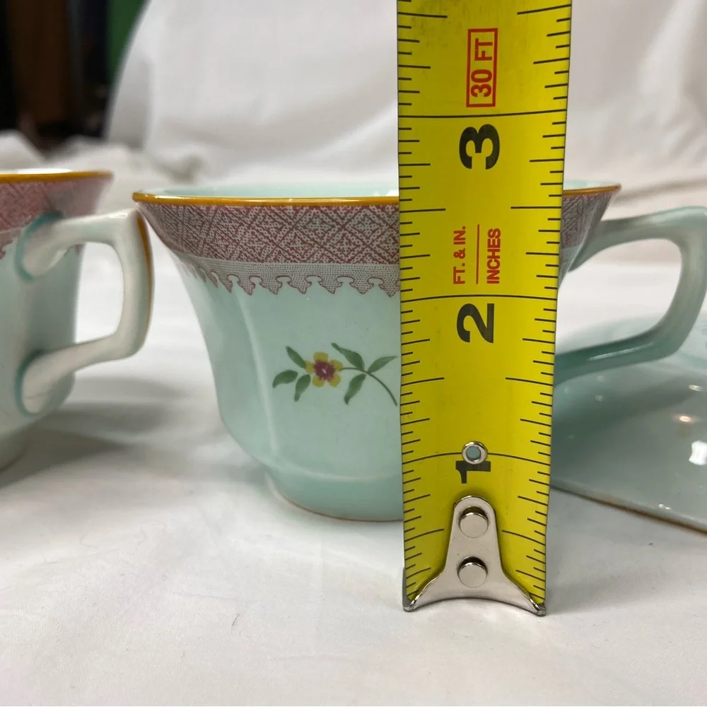 Vintage Adams Calyx Ware Lowestoft Teacup & Saucers set of 2 sizes